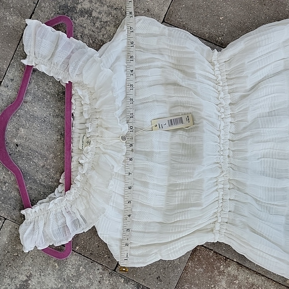 Max Studio White Gauzy Cotton Tiered Midi Dress Sz L Lined - Picture 6 of 10